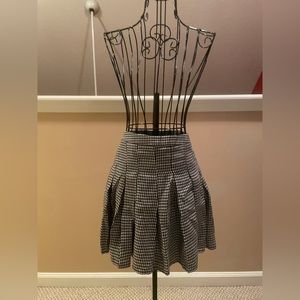 Black White Houndstooth Pleated Skirt